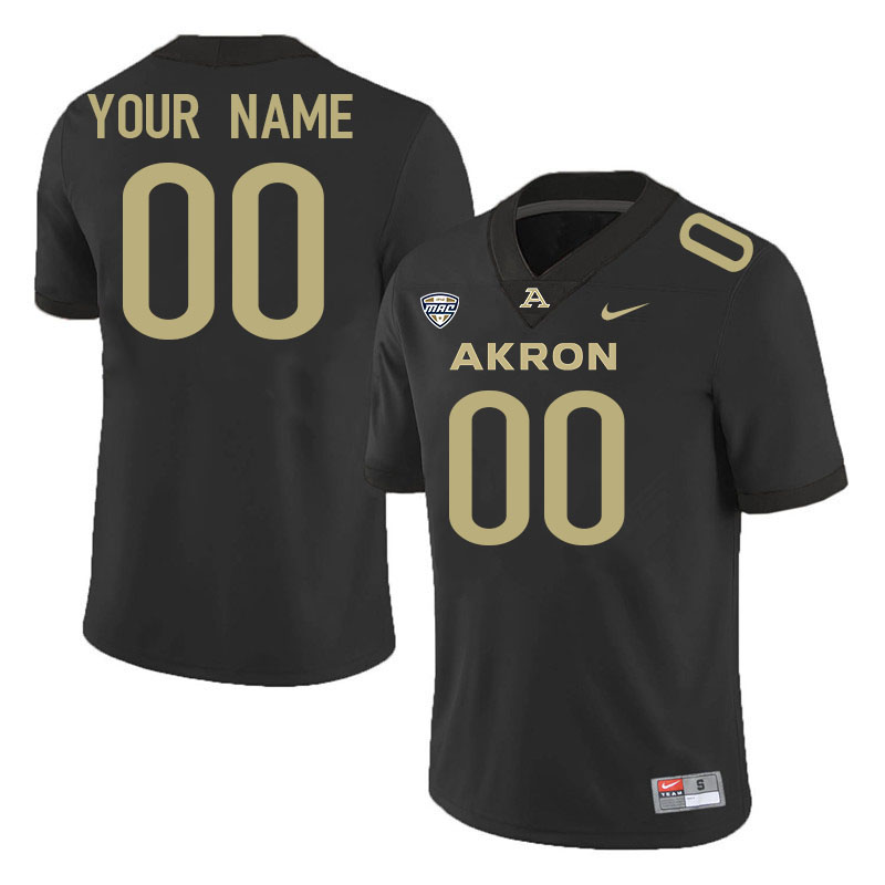 Custom Akron Zips Player's Name And Number Football Jersey-Black